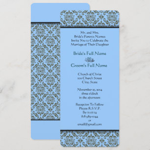 Convite para Casamento tema damasco Azul Cinza