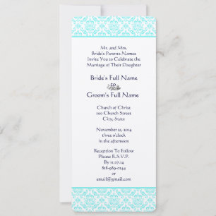 Convite para Casamento tema damasco Azul Marinho A