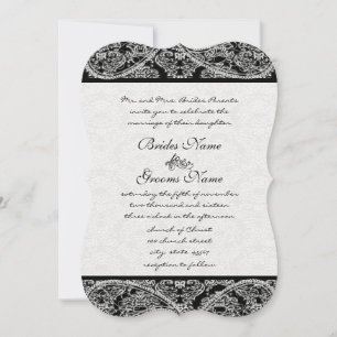 Convite para Casamento tema damasco Black Paisley
