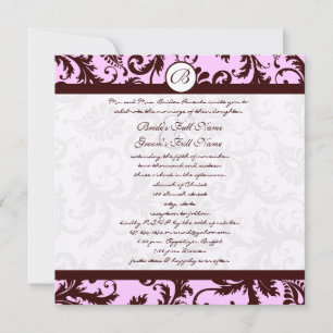 Convite para Casamento tema damasco cor-de-rosa ca