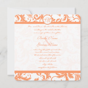Convite para Casamento tema damasco Coral