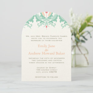 Convite para Casamento tema damasco de Casa e Pês