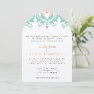 Convite para Casamento tema damasco de Casa e Pês