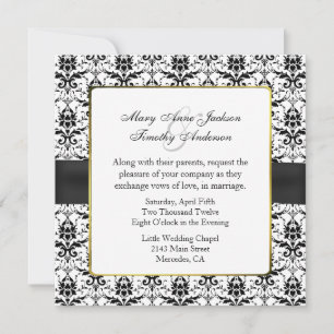 Convite para Casamento tema damasco de Chic Black 