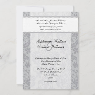 Convite para Casamento tema damasco de Cinza de du