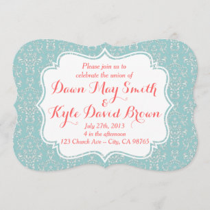 Convite para Casamento tema damasco de Coral de Mi