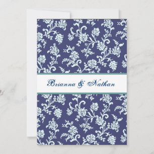 Convite para Casamento tema damasco de Flor Azul
