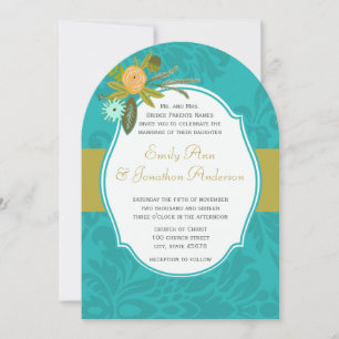 Convite para Casamento tema damasco de Limão de O