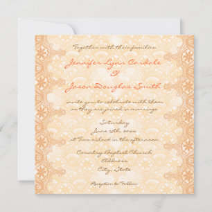 Convite para Casamento tema damasco de Pêssego Co