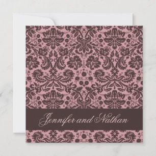 Convite para Casamento tema damasco de PINK e CHOC