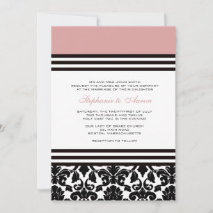 Convite para Casamento tema damasco de Plum Black 
