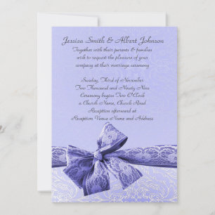 Convite para Casamento tema damasco de rendas azul