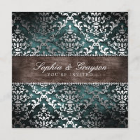 Convite para Casamento tema damasco de varejo de c