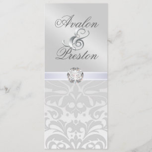 Convite para Casamento tema damasco Diamante Silve