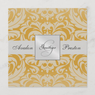 Convite para Casamento tema damasco do Monograma D