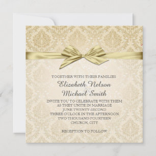 Convite para Casamento tema damasco Dourado da Fai