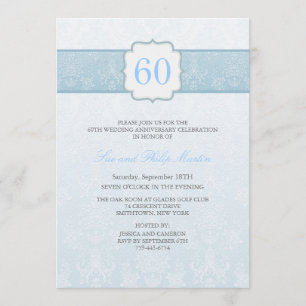 Convite para Casamento tema damasco Floral Azul