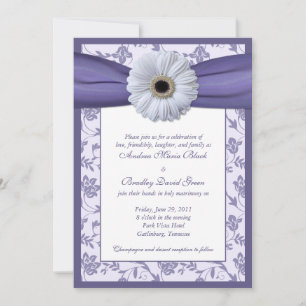 Convite para Casamento tema damasco Floral Branco 