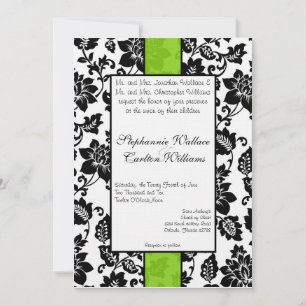 Convite para Casamento tema damasco Floral Preto/V