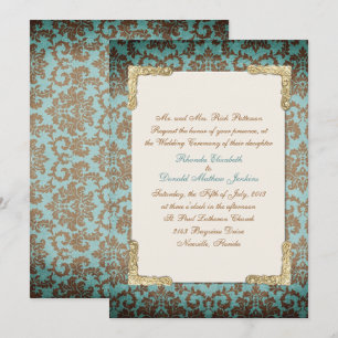 Convite para Casamento tema damasco Francês Chic A
