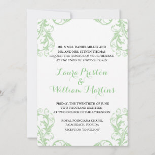 Convite para Casamento tema damasco Mint