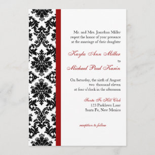 Convite para Casamento tema damasco Preto