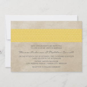 Convite para Casamento tema damasco Russo Amarelo
