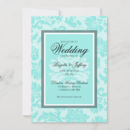 Convite para casamento tema damasco teal elegante