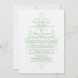 Convite para Casamento tema damasco Verde