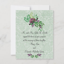Convite para Casamento tema damasco Verde da Casa