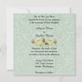 Convite para Casamento tema damasco Verde da Casa 