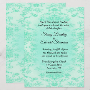 Convite para Casamento tema damasco Verde da Mint