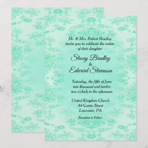 Convite para Casamento tema damasco Verde da Mint