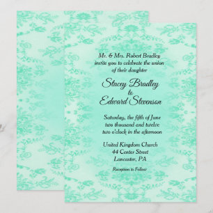 Convite para Casamento tema damasco Verde da Mint