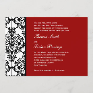 Convite para Casamento tema damasco Vermelho