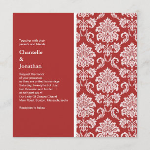 Convite para Casamento tema damasco Vermelho