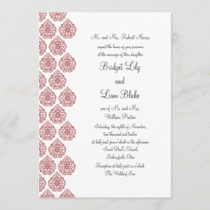 Convite para Casamento tema damasco Vintage (verme