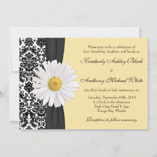 Convite para Casamento tema damasco White Daisy Vi