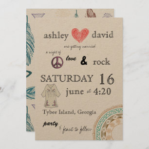 Convite para casamento temático da década de 1970