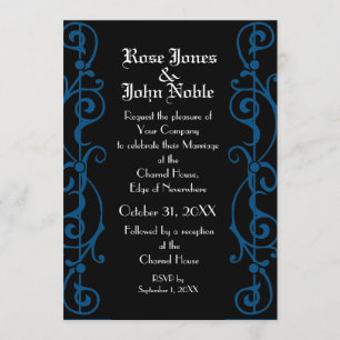 Convite para Casamento Tendrillon Ebony (Azul)