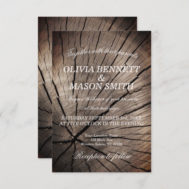 Convite para Casamento Texturizado de Árvores e Na (Frente/Verso)