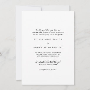 Convite para Casamento Tradicional de Caligrafia S