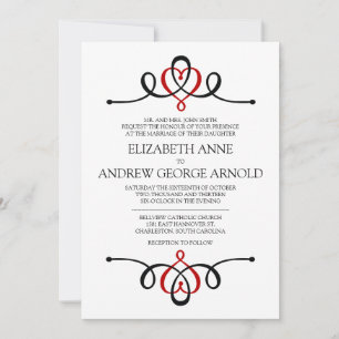 Convite para Casamento Tradicional de Coração Clás