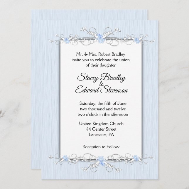 Convite para Casamento Tradicional de Simplicidade (Frente/Verso)