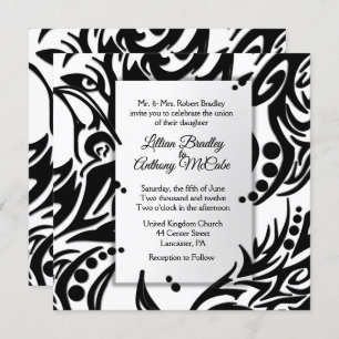 Convite para Casamento Tribal abstrato Black and W