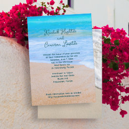 Convite para Casamento Tropical Blue Sea com RSVP