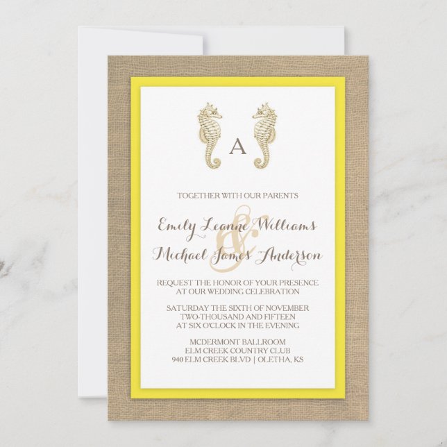 Convite para Casamento Tropical de Praia de Cavalo (Frente)