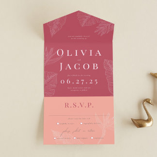 Convite para casamento tropical moderno