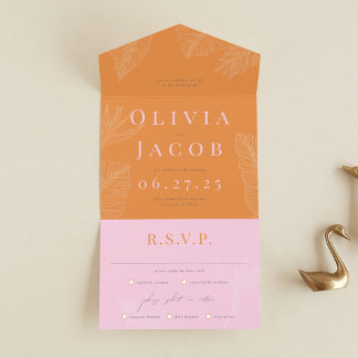 Convite para casamento tropical moderno