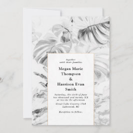 Convite para Casamento Tropical Monstera Branca Br